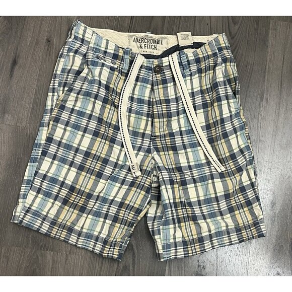 Abercrombie & Fitch Shorts Plaid Check Heavy Button Fly Y2K 32 (tag 30) - Picture 1 of 9